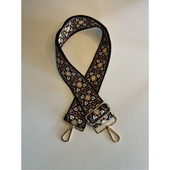 Tan Black Boho Purse Strap Crossbody Bag Guitar Strap NEW - Picture 1 of 3